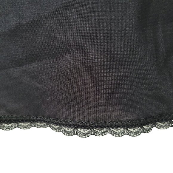 Vanity Fair Half Slip Size 18 L/42 Black Lace Trim Nylon Sexy Lingerie Back Slit - Picture 2 of 5